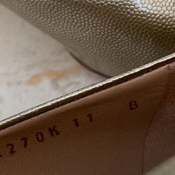 Salvatore Ferragamo Ribes Champagne Patent Leather Open Toe Pumps Heels - Picture 15 of 15